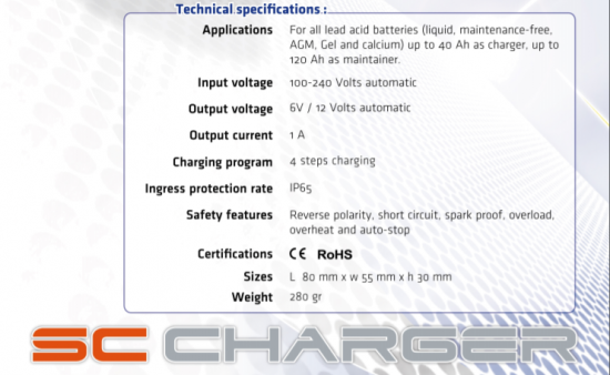Lader sc charger scooter acculader