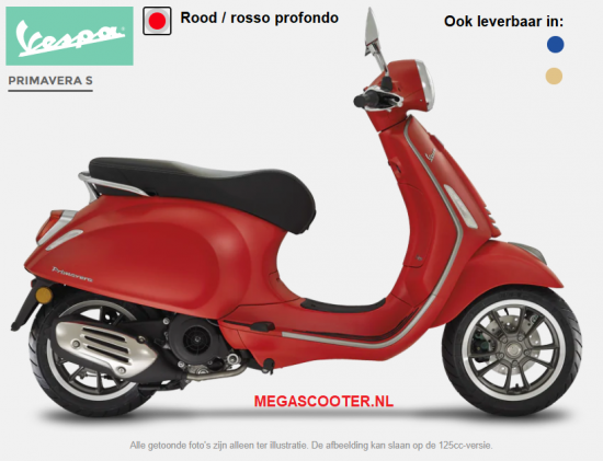 Vespa primavera s rood rosso profondo